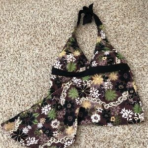 Athleta brown floral tankini
